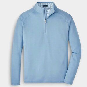 Peter Millar  Excursionist Flex Blue Pullover 1/4 Zip Merino Wool Blend XL NWT